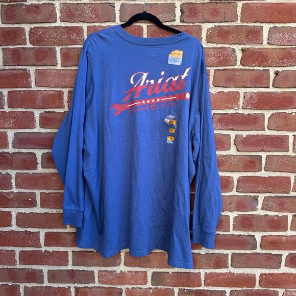 ARIAT Rebar Cotton Strong Blue T-Shirt long sleeve womens 3X NEW - Picture 8 of 10